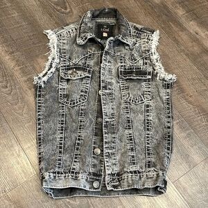Amazing distressed denim motorcycle vest